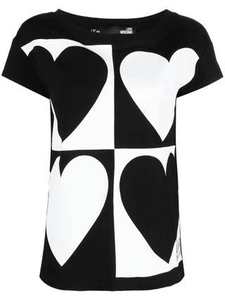 MOSCHINO LOVE T-shirt a maniche corte con stampa cuori Nero