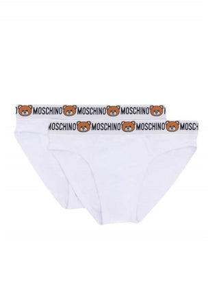 Moschino Underwear set 2 slip con banda logo Teddy Bear bianco