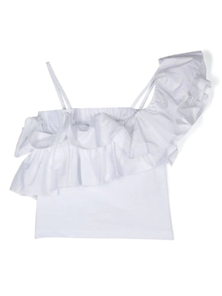 Patrizia Pepe top monospalla con rouches bianco