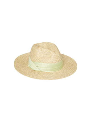 Pieces cappello di paglia con nastro beige lime