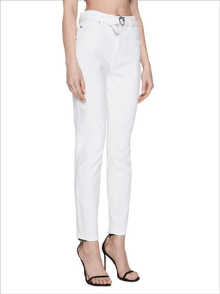 Pinko jeans Susan skinny con cintura Love Birds bianco