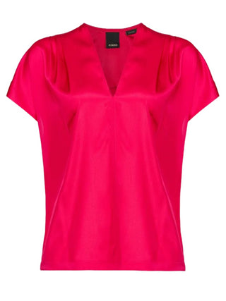 PINKO Blusa Breve in seta stretch Fucsia