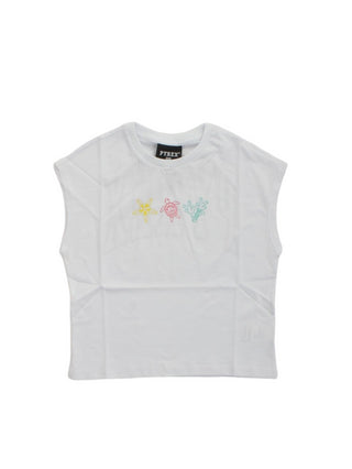 Pyrex T-shirt smanicata in jersey di cotone bianco