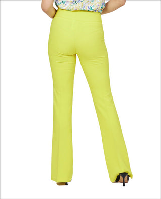 Sandro Ferrone pantaloni flare a vita alta giallo lime