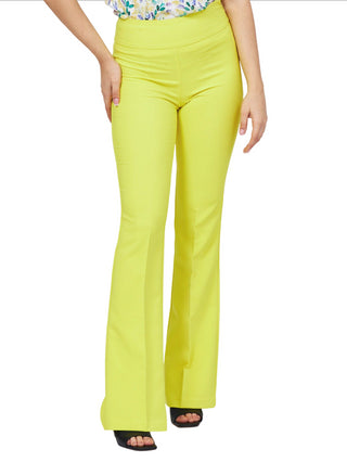 Sandro Ferrone pantaloni flare a vita alta giallo lime