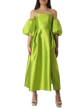 SIMONA CORSELLINI Abito midi con maniche voluminose Verde lime