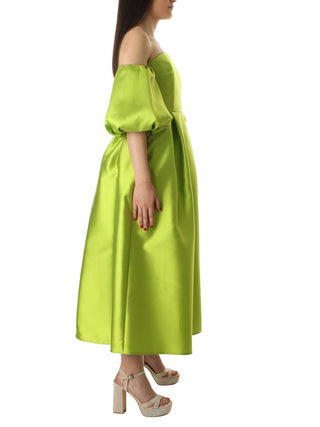 SIMONA CORSELLINI Abito midi con maniche voluminose Verde lime