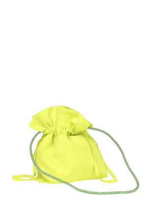 SIMONA CORSELLINI Borsa a sacchetto con laccetto strass Giallo lime