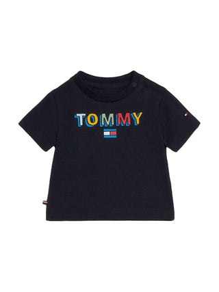 Tommy Hilfiger Tshirt neonato a manica corta con logo blu