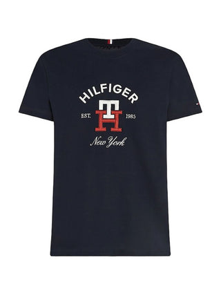 TOMMY HILFIGER T-shirt a manica corta con logo ricamato Blu scuro