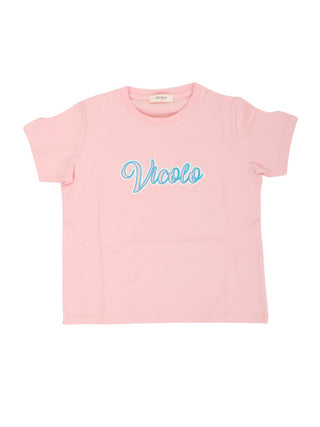 VICOLO T-shirt a maniche corte con logo strass Rosa