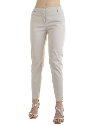 White Wise pantaloni chino a vita media color sabbia