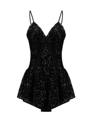 Aniye By tuta jumpsuit corta Tracy con paillettes nero