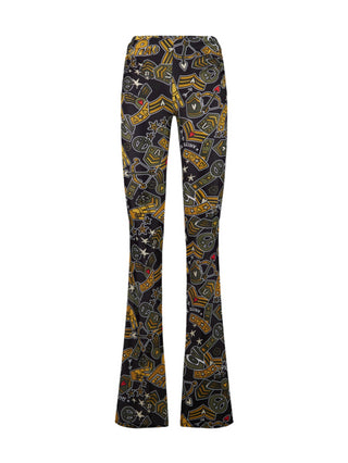 Aniye By pantaloni flare Iry con stampe multicolor nero