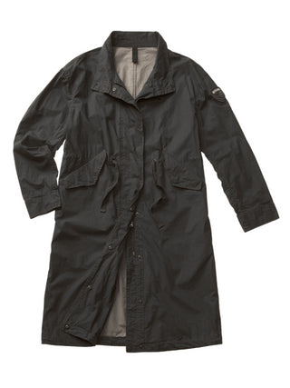 Blauer trench lungo sfoderato con coulisse nero