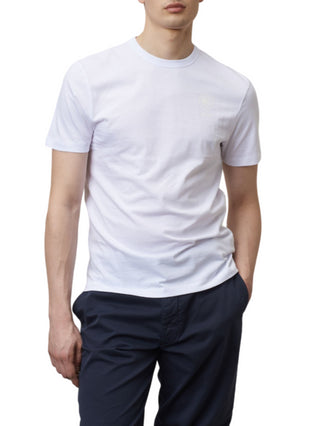 Blauer T-shirt manica corta in cotone bianco