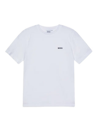 Boss T-shirt manica corta con mini logo bianco