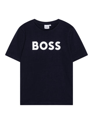 Boss T-shirt manica corta con maxi logo blu