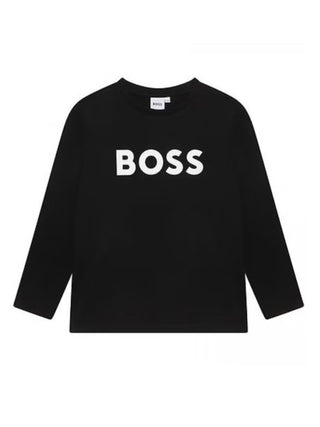 Boss T-shirt manica lunga con logo nero