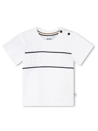 Boss T-shirt neonato a manica corta con logo bianco