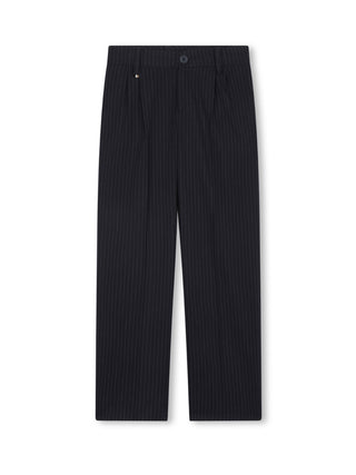 Boss pantaloni gamba dritta in fantasia gessata blu