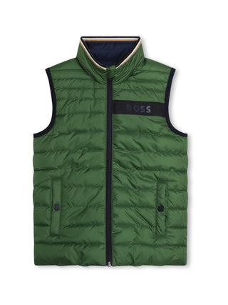 Boss gilet imbottito reversibile con cappuccio verde blu