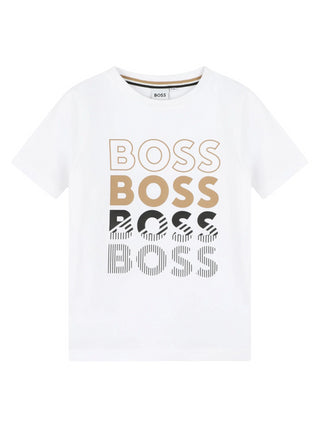 Boss T-shirt manica corta con stampa logo bianco