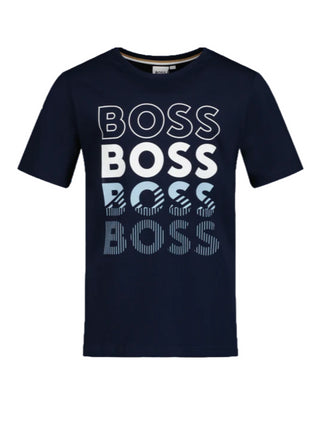 Boss T-shirt manica corta con stampa logo blu