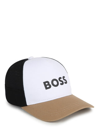 Boss cappello da baseball colorblock con logo bianco beige nero