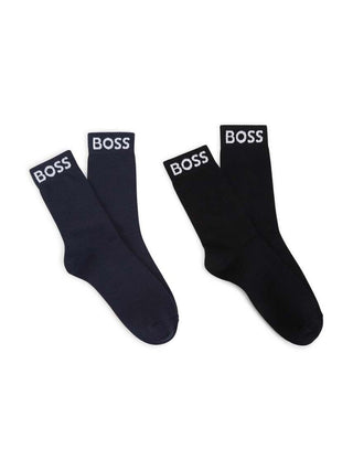 Boss set 2 calzini con logo nero blu