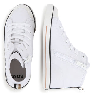 Boss sneakers alte in tela con logo bianco