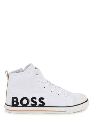 Boss sneakers alte in tela con logo bianco