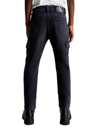 Calvin Klein Jeans jeans cargo in denim rigido lavaggio nero