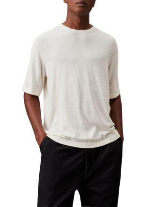 Calvin Klein T-shirt in maglia a manica corta panna