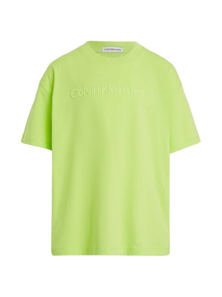 Calvin Klein Jeans T-shirt manica corta con logo ricamato verde lime