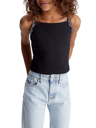Calvin Klein Jeans top smanicato Logo Tape nero
