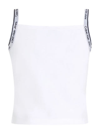 Calvin Klein Jeans top smanicato Logo Tape bianco