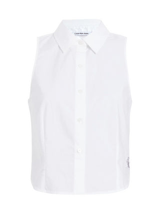 Calvin Klein Jeans camicia smanicata in cotone bianco