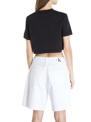 Calvin Klein Jeans T-shirt crop manica corta con logo nero