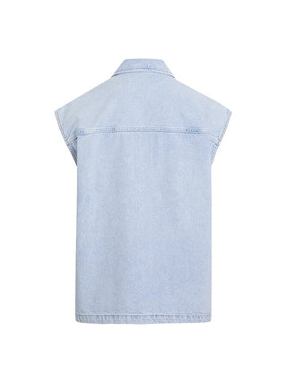 Calvin Klein Jeans camicia smanicata in denim lavaggio blu chiaro