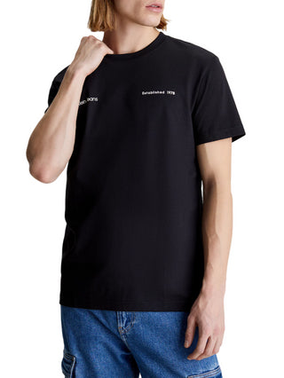 Calvin Klein Jeans T-shirt maniche corte in jersey con stampe logo nero