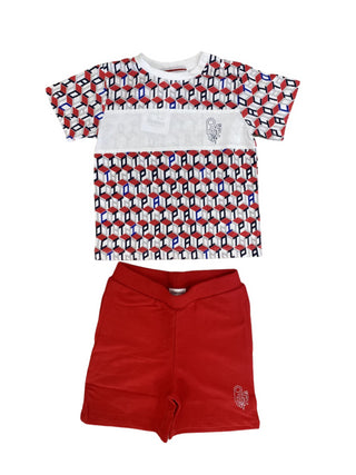 Cesare Paciotti completo T-shirt e shorts bianco rosso