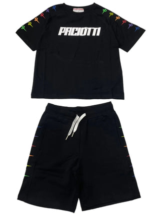 Cesare Paciotti completo T-shirt e shorts con logo nero