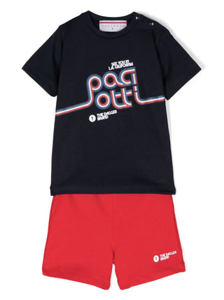 Cesare Paciotti completo T-shirt e shorts blu rosso