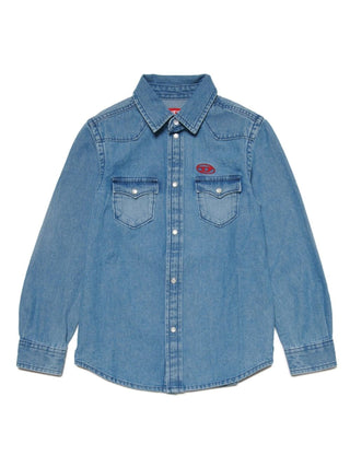 Diesel camicia Ceko in denim con tasche lavaggio blu medio