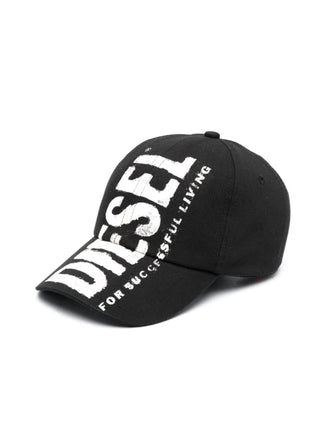 Diesel cappello con visiera e stampa logo nero