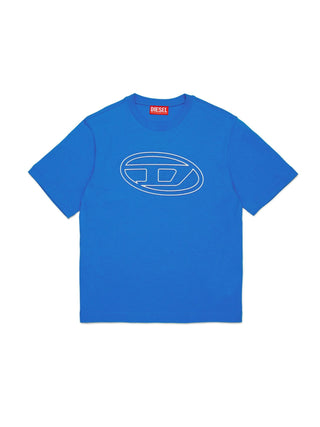 Diesel T-shirt maniche corte con logo iconico azzurro