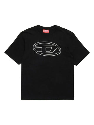 Diesel T-shirt a manica corta con maxi logo nero