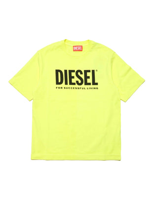Diesel T-shirt over manica corta con logo giallo fluo