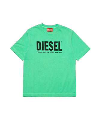 Diesel T-shirt over manica corta con logo verde